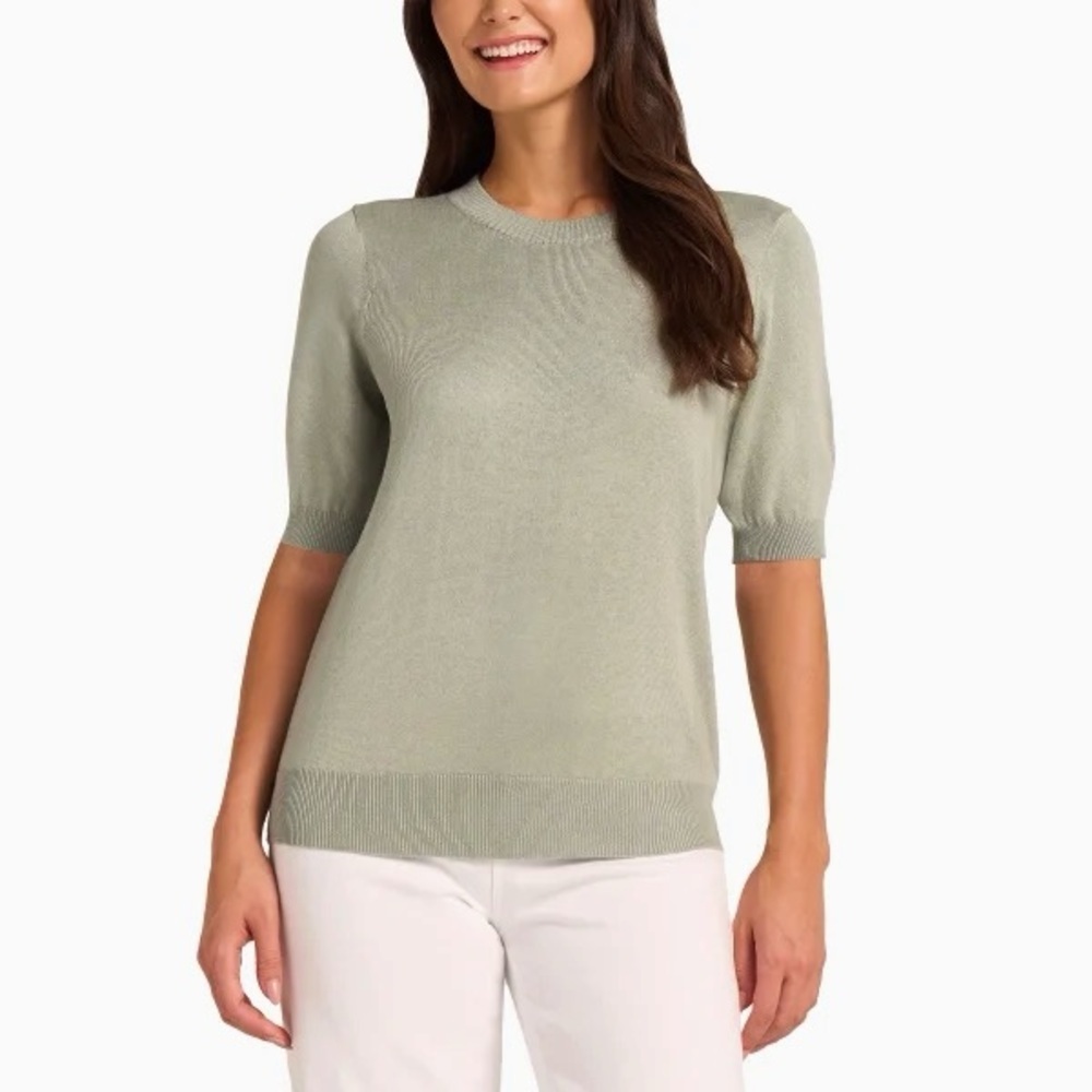 Matty M Women's Light Green Crew Neck Sweater, Size XL